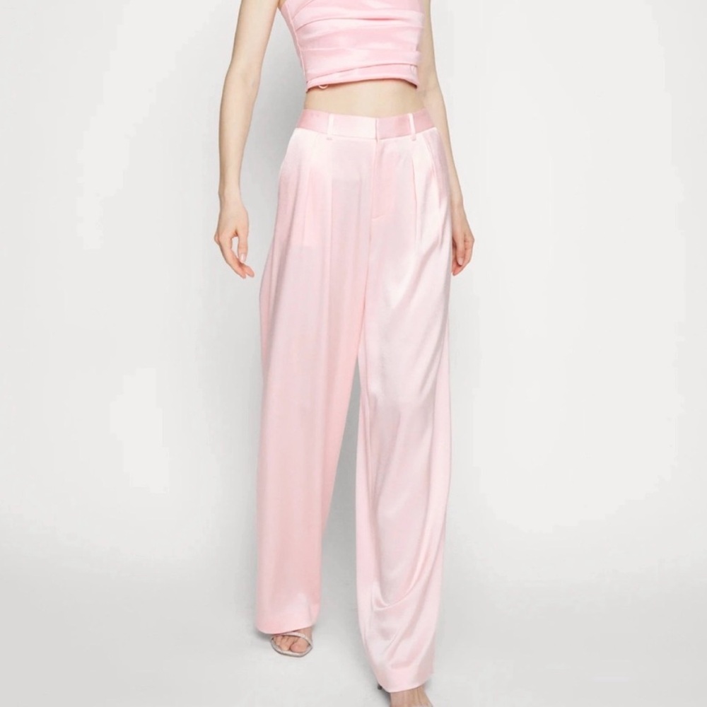 Alice + Olivia Pompey Satin Wide Leg Trousers Pants Minimalist Quiet Luxury 6 - Picture 3 of 10